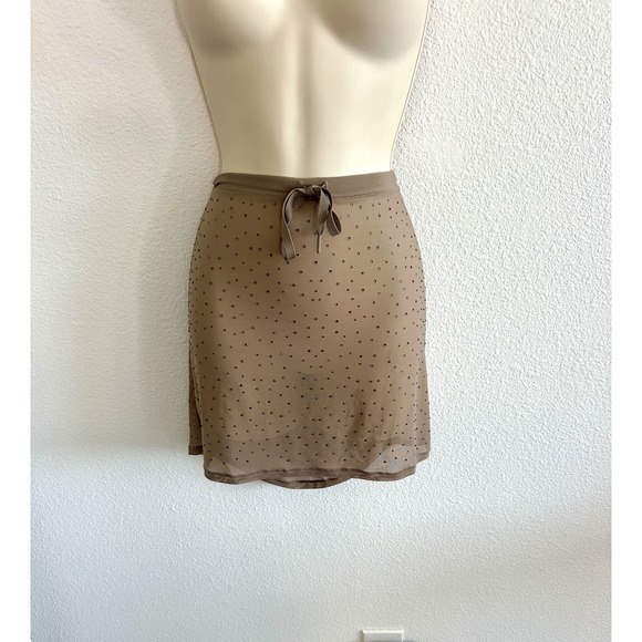 Skims Swim Cover Up Mini Skirt NWT Sheer Mesh Rhinestone Crystal Sz L Stretch - Picture 2 of 6